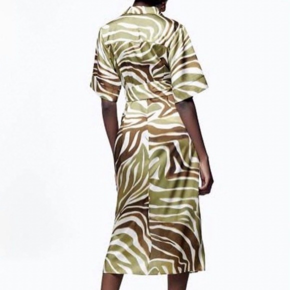 ZARA ANIMAL PRINT SHIRT DRESS- M - Picture 3 of 7